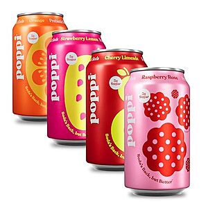 [SnS] $13.41 | 12-Pack 12-Oz poppi Prebiotic Soda, Sparkling Water & Fruit Juice (Short List) at Amazon