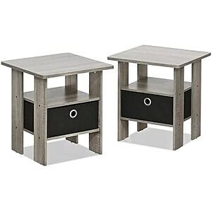 Furinno Andrey Set of 2 Square 2-Tier Side Table, End Table, French Oak, $16.99, Amazon