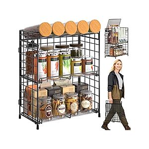 3-Tier Foldable Metal Spice Rack Organizer w/ Mesh Trays $14.99 + Free Shipping w/ Prime