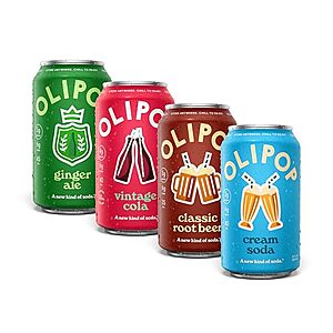 [SnS] $13.75* | 12-Pk 12-Oz OLIPOP Prebiotic Soda (Cola, Ginger, Cream & Root Beer) at Amazon