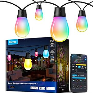 $69.99* | 96' Govee S14 Bulb Outdoor RGBICWW String Lights 2 at Amazon