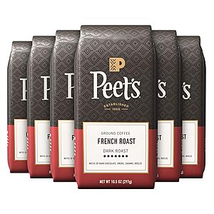 [SnS, AC] $28.07 | 6-Pack 10.5-Oz Peet's Coffee Ground Coffee Dark Roast (French Roast) at Amazon