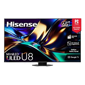 Hisense 65" U8 Series ULED Mini-LED 4K 165Hz UHD Smart Google TV (65U8QG) $999.99
