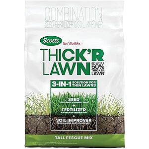 $13.97 12 lb Scotts Turf Builder THICK'R Lawn Tall Fescue Grass Seed Mix with Fertilizer and Soil Improver
