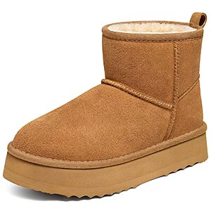 Litfun Women's Genuine Suede Fur Lined Platform Ankle Boots (Chestnut) $23.00 + Free Shipping w/ Prime or on $35+