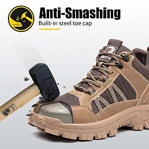 $33 FS Walmart+ or at $35: by Ecetana - Steel Toe Boots for Men Industrial Construction Anti-puncture Work Safety Shoes