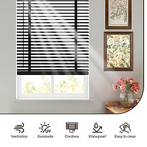 28" x 64" BAYUE 2" Cordless Basswood Horizontal Window Blinds (Black) $19.99 + Free Shipping w/ Prime or on $35+