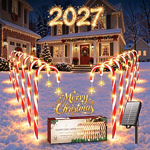 Amazon – KELME 12-Pack Solar Candy Cane Christmas Lights - $23.99 w/ Code