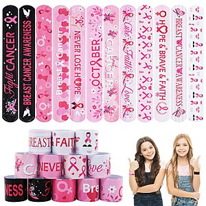 Amazon – 36-Pc Pink Ribbon Breast Cancer Awareness Slap Bracelets - $3.49 w/ Code