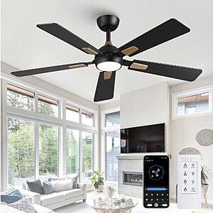Amazon – CalorHoga 52" Ceiling Fan w/ Light & Remote - $39.99 w/ Code
