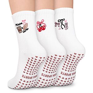 BLONGW Pilates Socks for Women, Non Slip Grip Socks Womens Gift (Various Styles) STARTING at $5.99 + Free Shipping w/ Prime
