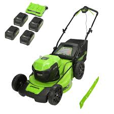 Greenworks 48V (24V x 2) 20" BL Cordless Battery 4-in-1 Push Mower (4) 4.0ah batteries, (1) 4a dual port fast charger, (1) 20" hi lift blade $297.5