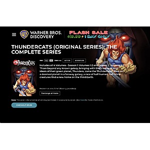 Fanflix THUNDERCATS (ORIGINAL SERIES): THE COMPLETE SERIES $19.99 plus extra 10% Off with code SPOOKY10