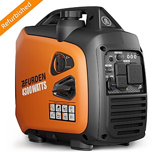 Certified Refurbished - Efurden 4300W Portable Inverter Generator Gas Quiet for Home Backup / RV Ready $379.99
