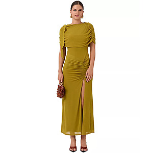 RACHEL Rachel Roy Women's Ivy Mesh Midi Dress, Off-the-Shoulder, Ruched, Front Slit $64.5