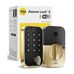 Yale WiFi Smart Lock Deadbolt with Keypad, Keyless Entry, Lifetime Brass $169.03 + Free S&H at Amazon