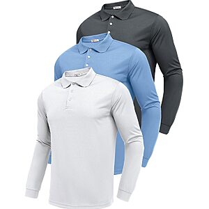 3-Pack PINSPARK Men's Long Sleeve Golf Polo Shirts (various) $16.99 ($5.66 each) + Free Shipping w/ Prime or on $35+