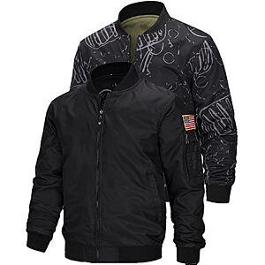 GEEK LIGHTING Bomber Jacket Men Lightweight Windbreaker Jacket Casual Stylish Mens Zip Up Coat Fall Spring Outdoor Pilot Flight Jacket $24.99