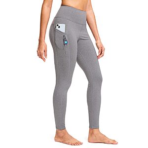 G Gradual Women's Fleece Lined Leggings with 5 Pockets Water Resistant Warm Thermal Pants High Waisted Winter Running Gear (Heather Light Grey,L) $11.99