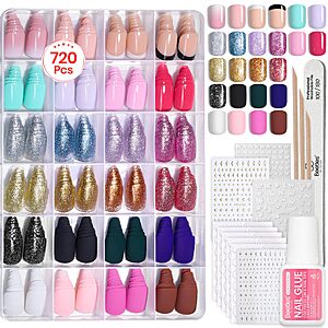 Beetles Press On Nails Kit - Prism Pop | 720Pcs 24 Colors Short Square $12.99