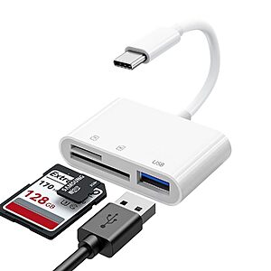 GOLDYIPE USB-C 3-in-1 SD/MicroSD Card Reader w/ USB 3.0 Port (iPhone, iPad, Mac & Android) $4.99 + Free Shipping w/ Prime or on $35+