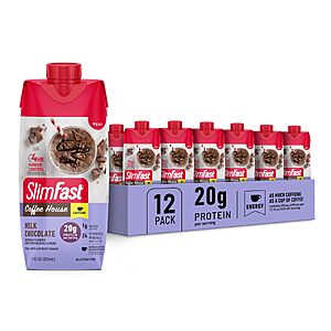 [S&S] SlimFast Protein Shake, Milk Chocolate, 11 Fl Oz (Pack of 12) $17.79