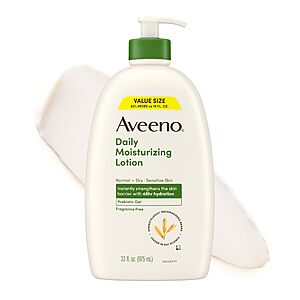 Aveeno Daily Moisturizing Body Lotion with Soothing Prebiotic Oat,Gentle Lotion for Women&Men Value Size,33 Fl Oz (Pack of 6) $76.45