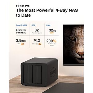 TerraMaster F4-424 Pro 4-Bay NAS Intel i3-N305 8-Core CPU, 32GB DDR5 Memory, 25% off $644.99 Delivered