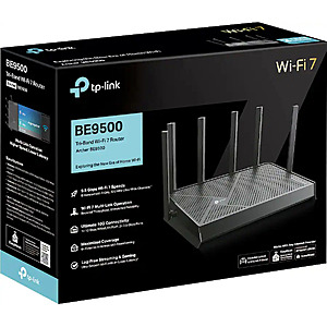 TP-Link - Archer BE9500 Tri-Band Wi-Fi 7 Router plus 1 Year of HomeShield Premium Service $119.99