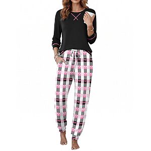 2-Pc Ekouaer Women's Long Sleeve Pajama Set (various) $10.99 + Free Shipping w/ Prime or on $35+