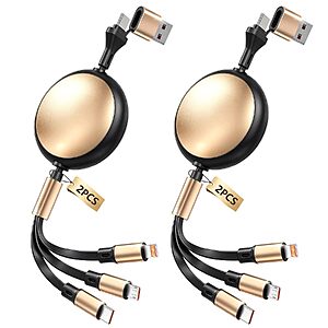 2-Count MPATIBY 3.6' 3-in-1 Retractable Charging Cables w/ USB-C, Lightning & Micro-USB (Black/Gold or Blue) $9.99 ($5 each) + Free Shipping w/ Prime or on $35+