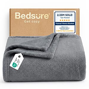 Prime Members: Bedsure GentleSoft Lightweight Fleece Blanket (Grey, Throw) $7.19 + Free Shipping