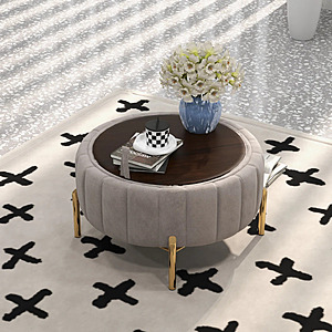 Rilee Velvet Ottoman (Various) $92.99 + Free Shipping