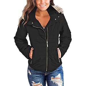 Vetinee Women's Hooded Faux Fur Lapel Quilted Parka Puffer Coat (Various) $18.49 + Free Shipping w/ Prime or on $35+