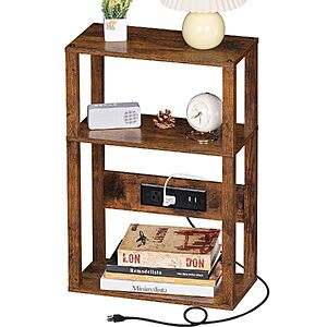 23.6" YUFAM 3-Tier Narrow Nightstand w/ Charging Station $16.19 + Free Shipping w/ Prime or on $35+