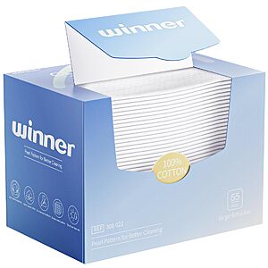Winner XL Disposable Face Towels, 100% Cotton, 55 Count (Pack of 1) $7.14