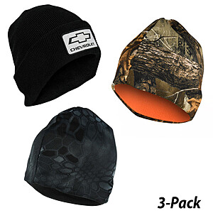3-PACK Outdoor Beanie Hats (Kryptek, Realtree, Chevy) $11.50 + Free Shipping