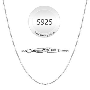 Juvux 20" 925 Sterling Silver Dainty Box Chain Necklace, Women's Jewelry 0.8mm - [AC] $7.49 or $5.99