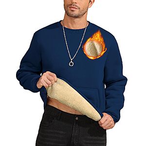 ZITY Men's Sherpa Lined Heavyweight Crewneck Pullover Sweatshirt $13.99 + Free Shipping w/ Prime or on $35+