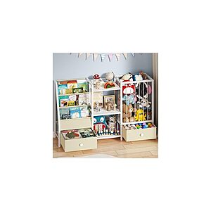 4-in-1 Kids Bookshelf Toy Storage Organizer w/ Drawers (Beige/White) $41.99 + Free Shipping w/ Prime or $6 Fee per Order