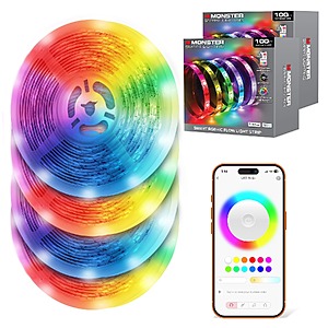 200ft Monster Smart Indoor LED Strip Lights with App and Voice Control $45.49 + Free Shipping