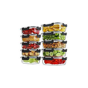 10-Pack Homberking Glass Locking Lids Meal Prep Containers (5x 2"x4.1"x6" + 5x 2.7"x6"x8.1") $25.99 (~$2.60 Each) + Free Shipping w/ Prime or $6 Fee per Order