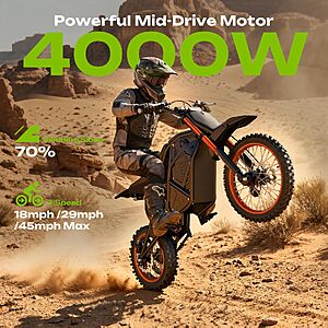 Windone RM7 Pro Electric Dirt Bike for Teens & Adults, 45MPH, 1248WH, various colors $1299.94