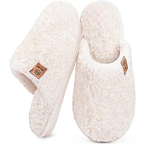 Micolin Women's Fuzzy Memory Foam Slip-On House Slippers (White) $6.99 + Free Shipping w/ Prime or on $35+