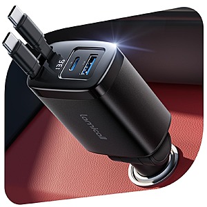 Lamicall 87W USB C 4-in-1 Retractable Car Charger $11.99 + FS w/ Prime or over $35+