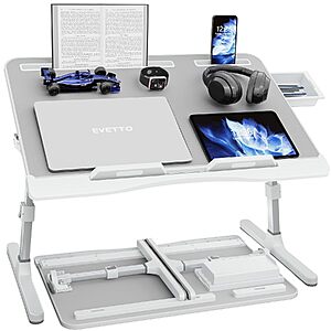 23.6" Evetto X-Large Adjustable Laptop Bed Desk w/ Storage Drawer (Grey) $29.99 + Free Shipping w/ Prime or on $35+
