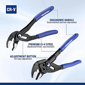 $19.19, FS, WORKPRO 2-Piece 7-Inch Pliers Wrench & Groove Joint Pliers Set for Plumbing