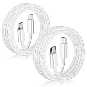 2-Pack 3' Orseoose 60W Braided USB-C to USB-C Fast Charging Cable (White) $2.79 + Free Shipping w/ Prime or on $35+