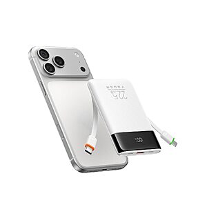 VEGER 10000mAh 0.4lb Fast Charging Portable Charger with Built-in Cables $14.99