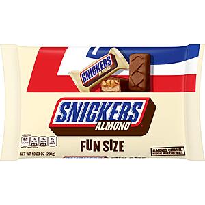 [S&S] SNICKERS Almond Fun Size Chocolate Bars, Individually Wrapped, 10.23 oz $9.19
